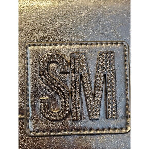 Crossbody Bag Purse Silver Shiny Rhinstone Logo Adjustable Strap Multi Pocket - Picture 2 of 11